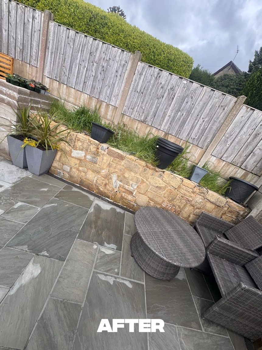 Garden wall after cleaning