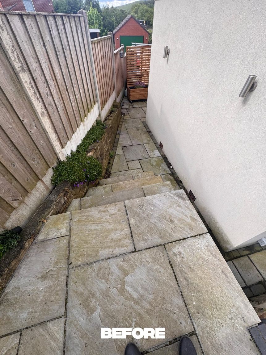 Side path before pressure washing