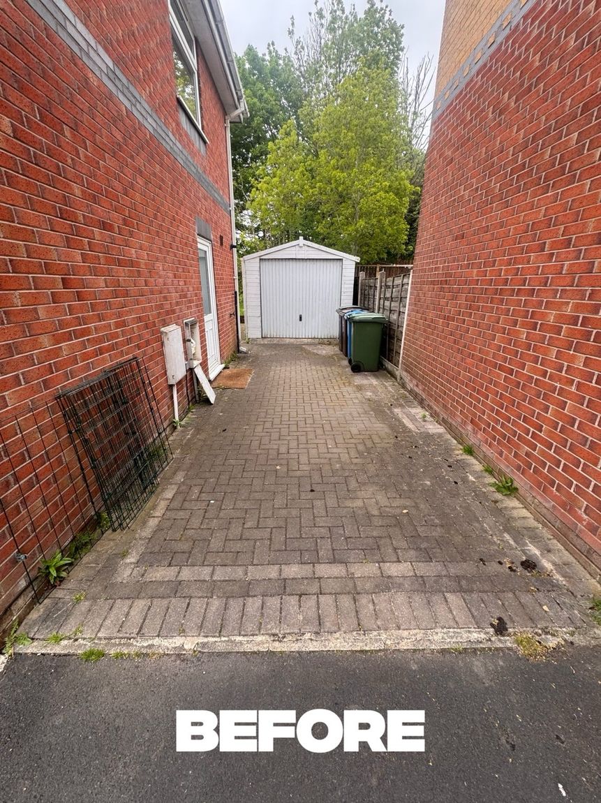 Patio before pressure washing — extra job